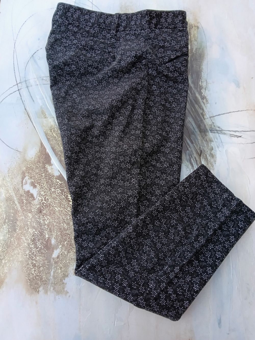 GAP Black Dress Pants with White Micro Dot Print